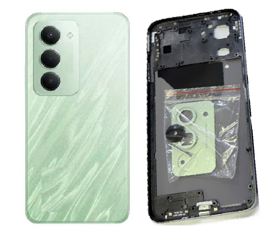 Compatible Replacement Redmi 15 5G Full Body Housing Replacement Back Frame Middle Chassis with Side Keys – Gold, Green, Black, Purple & White Color: GREEN